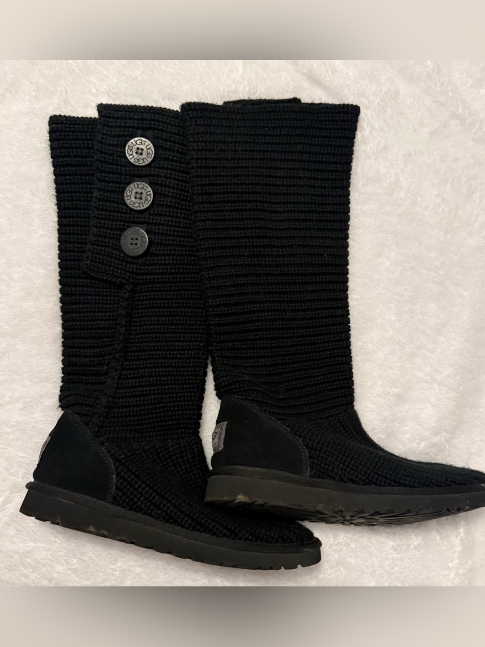 Ugg Black Knit Button Tall Boots